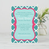 Roze en Blauw Invite Kaart (Staand voorkant)