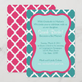 Roze en Blauw Invite Kaart (Voorkant / Achterkant)
