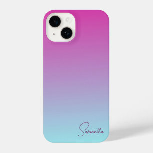  Roze en Blauw Katoen Snoep Ombre iPhone 14 Hoesje