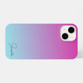  Roze en Blauw Katoen Snoep Ombre iPhone Hoesje (Achterkant horizontaal)