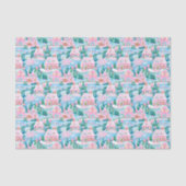 Roze en Blauw Kerst Gingerbread Village Tissuepapier (Voorkant)