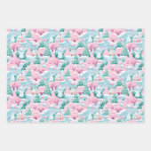 Roze en Blauw Kerstdorp Inpakpapier Vel (Voorkant 2)