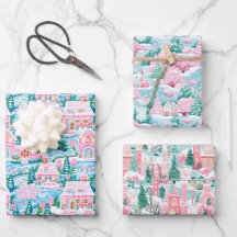 Roze en Blauw Kerstdorp