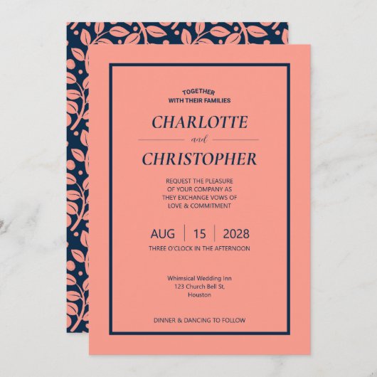 Roze en blauw lederen patroon kaart (Voorkant / Achterkant)