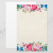 Roze en blauw Lijst Fancy Briefpapier (Voorkant / Achterkant)
