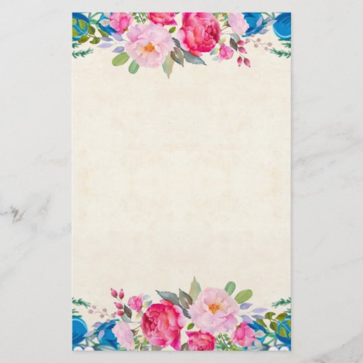 Roze en blauw Lijst Fancy Briefpapier (Voorkant)