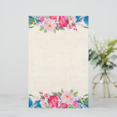 Roze en blauw Lijst Fancy Briefpapier (Staand voorkant)
