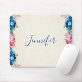 Roze en blauw Lijst Fancy Muismat (Met muis)