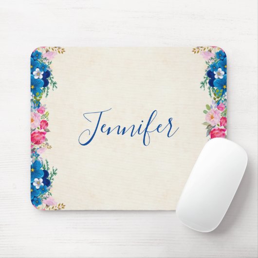 Roze en blauw Lijst Fancy Muismat (Met muis)