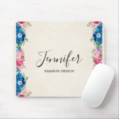 Roze en blauw Lijst Fancy Muismat (Met muis)