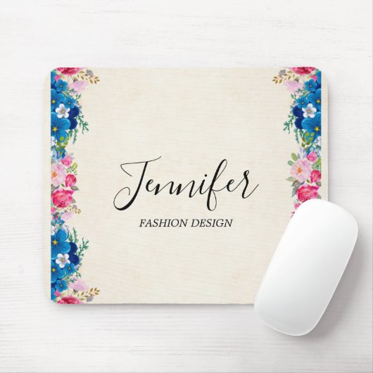 Roze en blauw Lijst Fancy Muismat (Met muis)