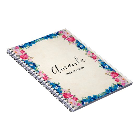 Roze en blauw Lijst Fancy Notitieboek (Rechterzijde)