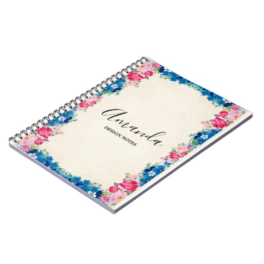 Roze en blauw Lijst Fancy Notitieboek (Linkerzijde)