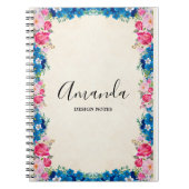 Roze en blauw Lijst Fancy Notitieboek (Voorkant)