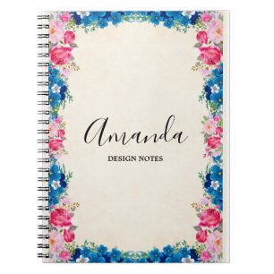 Roze en blauw Lijst Fancy Notitieboek