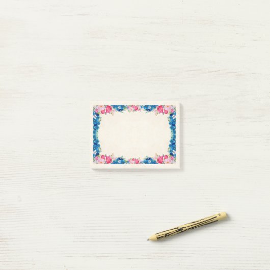 Roze en blauw Lijst Fancy Post-it® Notes (Op bureau)