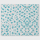 Roze en Blauw Luipaard Patroon Cadeaupapier (Vlak)