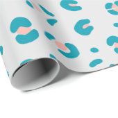 Roze en Blauw Luipaard Patroon Cadeaupapier (Rol Hoek)