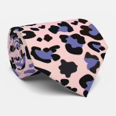 Roze en Blauw Luipaard Patroon Stropdas (Opgerold)