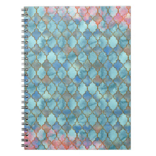 Roze en Blauw Maroccan patroon Notitieboek
