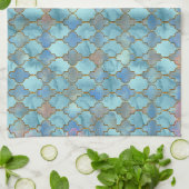 Roze en Blauw Maroccan patroon Theedoek (Gevouwen)