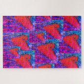 Roze en Blauw Meerdere Harten 1000 stuk Puzzel (Horizontaal)