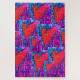 Roze en Blauw Meerdere Harten 1000 stuk Puzzel