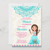 Roze en blauw meisje met mandala schattig Indiaas Kaart (Voorkant)