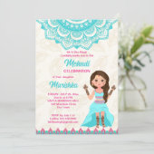 Roze en blauw meisje met mandala schattig Indiaas Kaart (Staand voorkant)