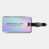 Roze en blauw metallisch accent bagagelabel (Achterkant horizontaal)