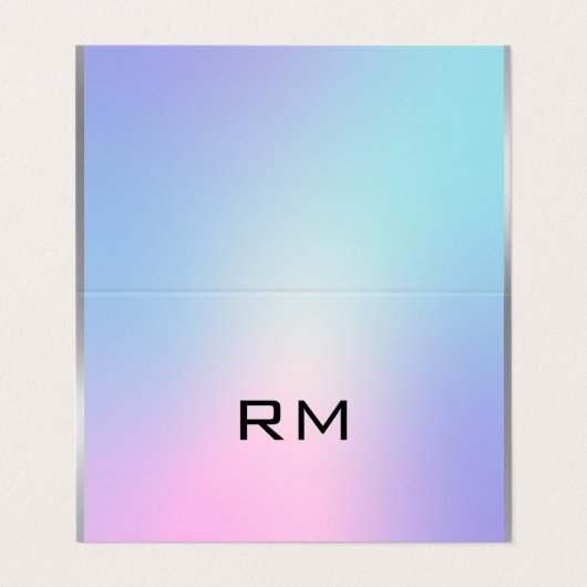 Roze en blauw metallisch visitekaartje (Buitenkant ongevouwen)