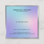 Roze en blauw metallisch visitekaartje (Achterkant)