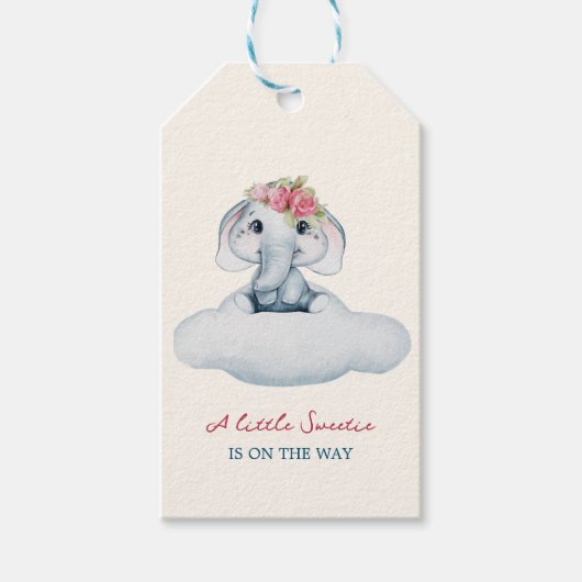 Roze en Blauw Modern Baby shower Cadeaulabel (Voorkant)