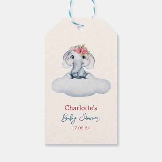 Roze en Blauw Modern Baby shower Cadeaulabel (Achterkant)