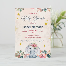 Roze en Blauw Modern Baby shower Invitation Kaart