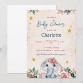 Roze en Blauw Modern Baby shower Invitation Kaart (Voorkant / Achterkant)