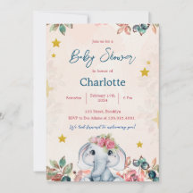Roze en Blauw Modern Baby shower Invitation