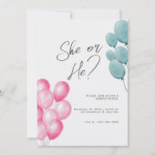 Roze en Blauw Modern Gender Reveal Kaart (Voorkant)