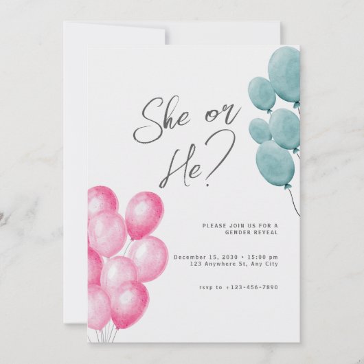 Roze en Blauw Modern Gender Reveal Kaart (Voorkant)