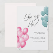 Roze en Blauw Modern Gender Reveal Kaart (Voorkant / Achterkant)