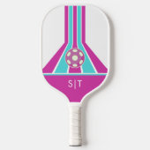Roze en Blauw | Modern Monogram Pickleball Paddle (Voorkant)