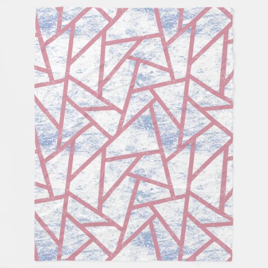 Roze en blauw mozaïekpatroon fleece deken (Voorkant)