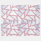 Roze en blauw mozaïekpatroon fleece deken (Voorkant (Horizontaal))