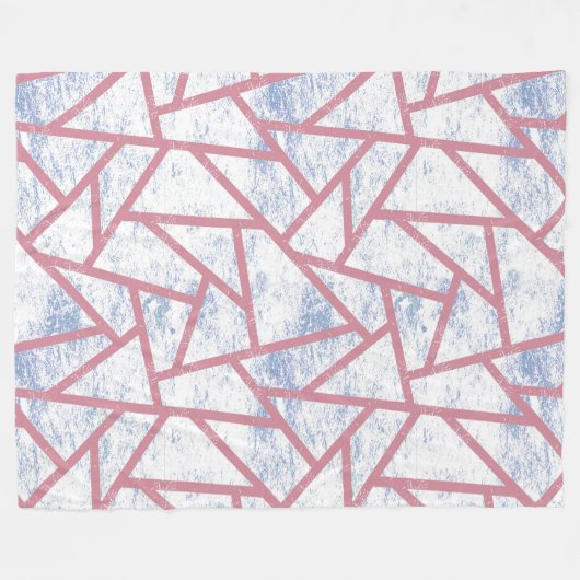 Roze en blauw mozaïekpatroon fleece deken (Voorkant (Horizontaal))