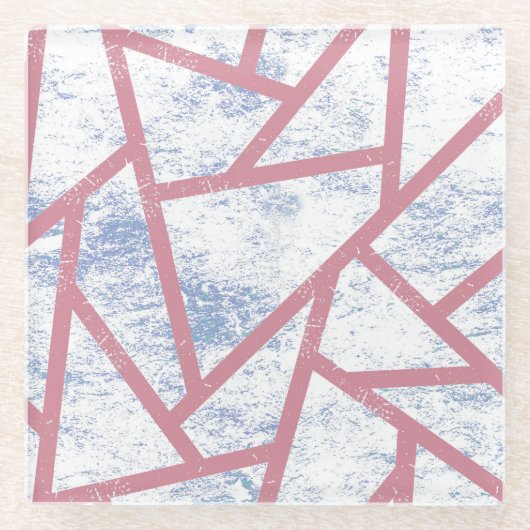 Roze en blauw mozaïekpatroon glazen onderzetter (Voorkant)