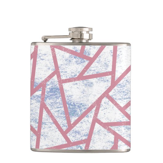 Roze en blauw mozaïekpatroon heupfles (Voorkant)