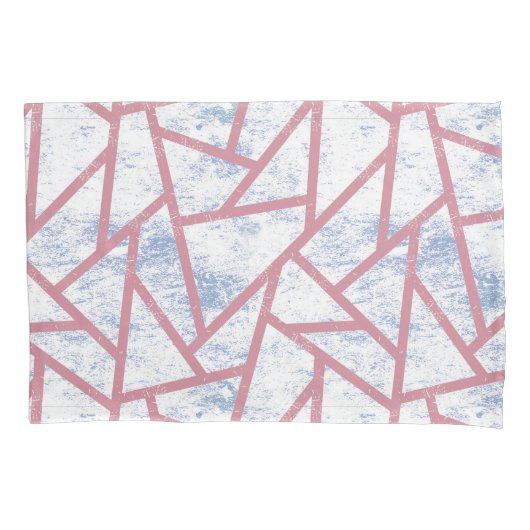 Roze en blauw mozaïekpatroon kussensloop (Voorkant)