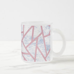 Roze en blauw mozaïekpatroon matglas koffiemok