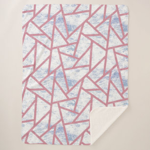Roze en blauw mozaïekpatroon sherpa deken