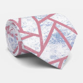 Roze en blauw mozaïekpatroon stropdas (Opgerold)
